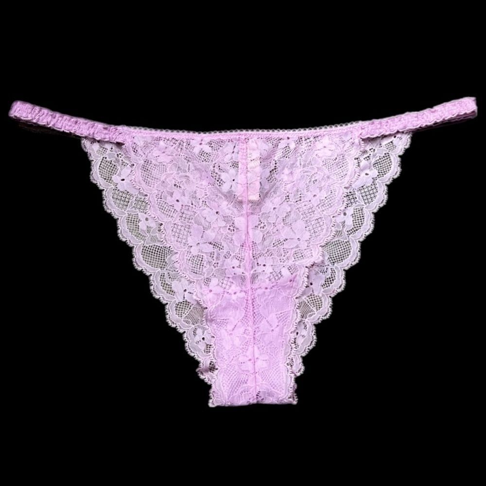 Victorias Secret Dream Angels Floral Lace Itsy Mini Panty Purple Xlarge